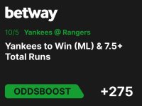 Main image of the thread: Yankees @ Rangers Odds Boost (New + Existing Customers)